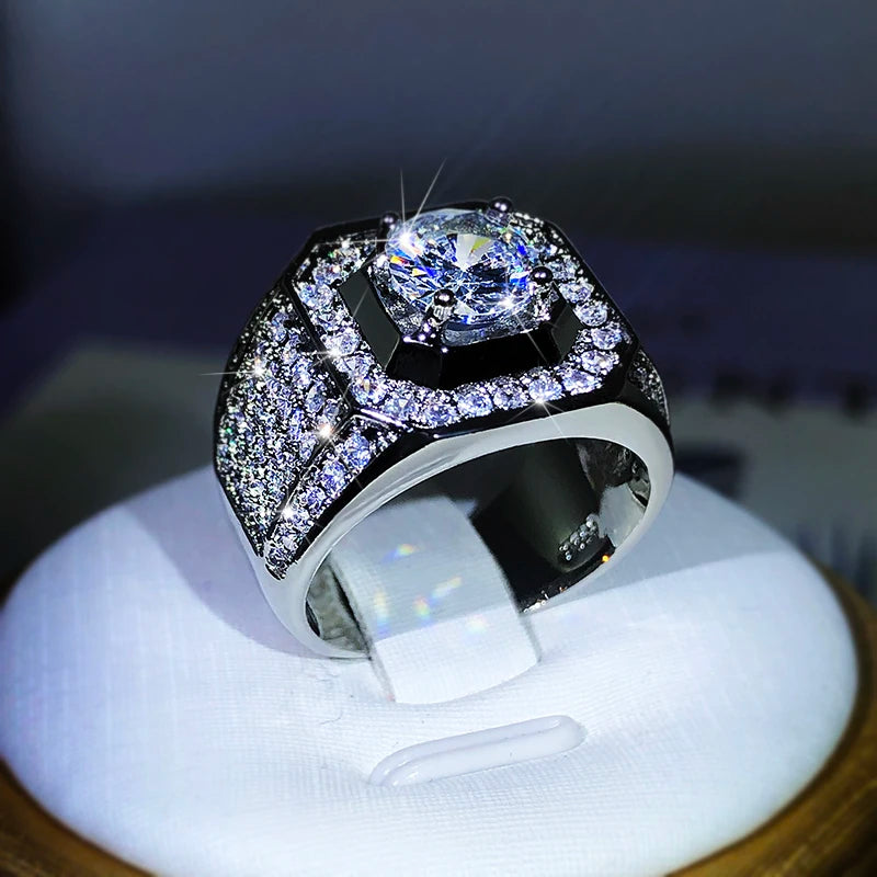 925 Sterling Silver AAA Crystal Zircon Ring