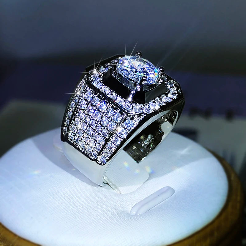 925 Sterling Silver AAA Crystal Zircon Ring