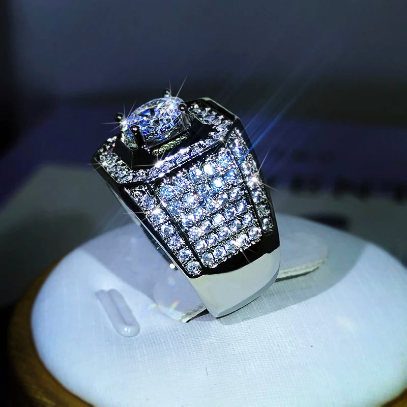 925 Sterling Silver AAA Crystal Zircon Ring