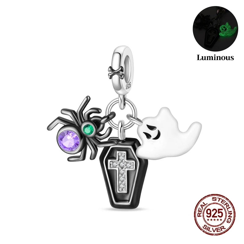 Halloween Luminous Charms Bead 925 Sterling Silver