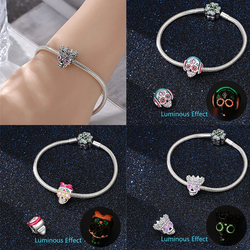 Halloween Luminous Charms Bead 925 Sterling Silver