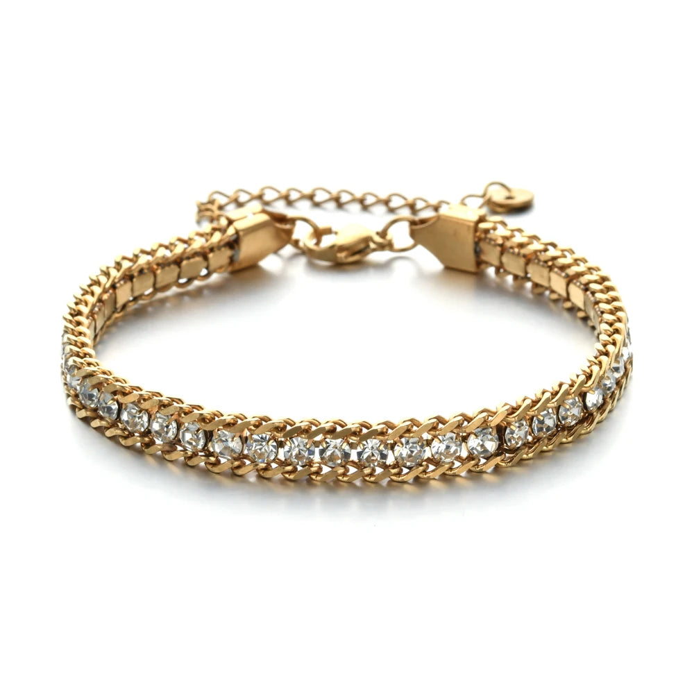 Gold Color Crystal Cubic Zirconia Bracelet