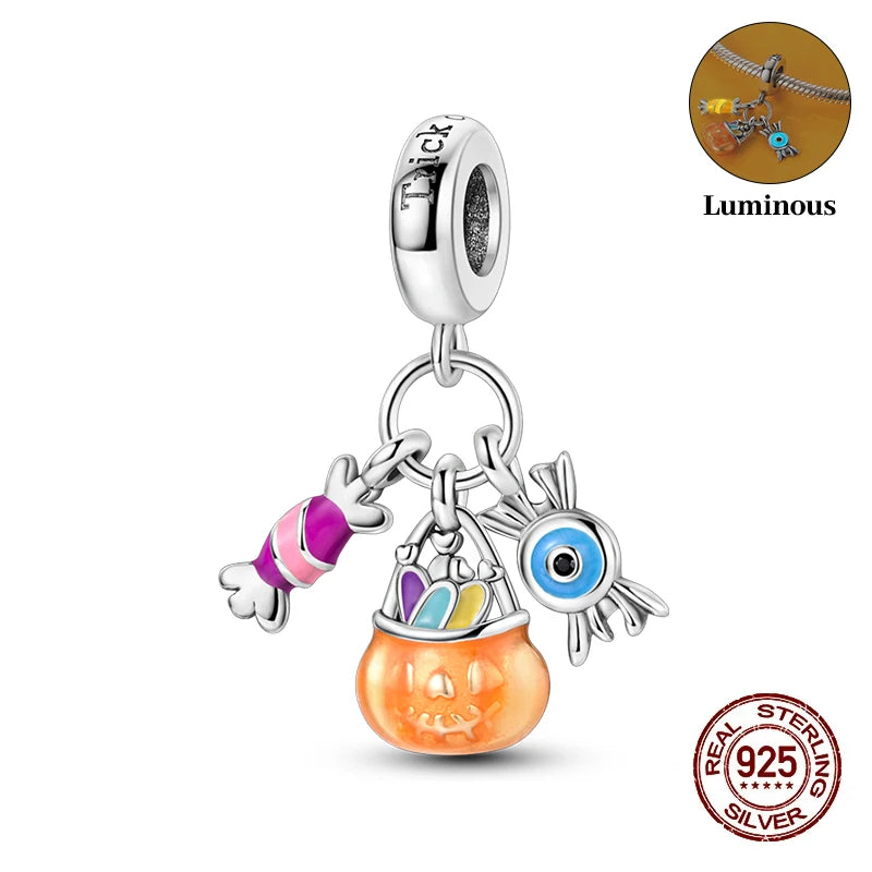 Halloween Luminous Charms Bead 925 Sterling Silver