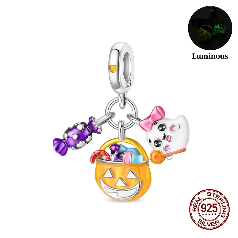 Halloween Luminous Charms Bead 925 Sterling Silver