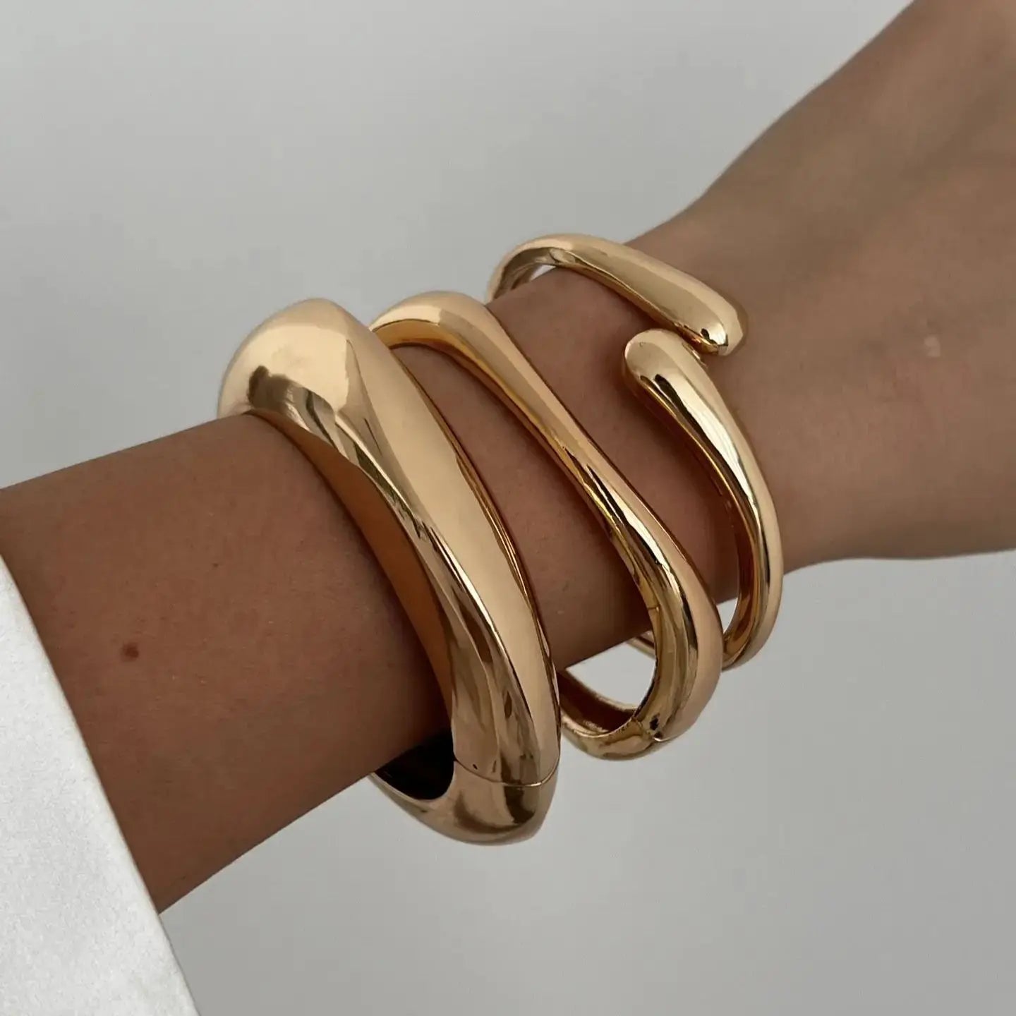 3 Styles Gold Silver Color Geometric Spring Bangles