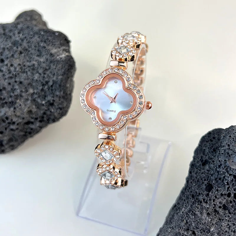 Four-leaf Clover Embedded Diamond Watch