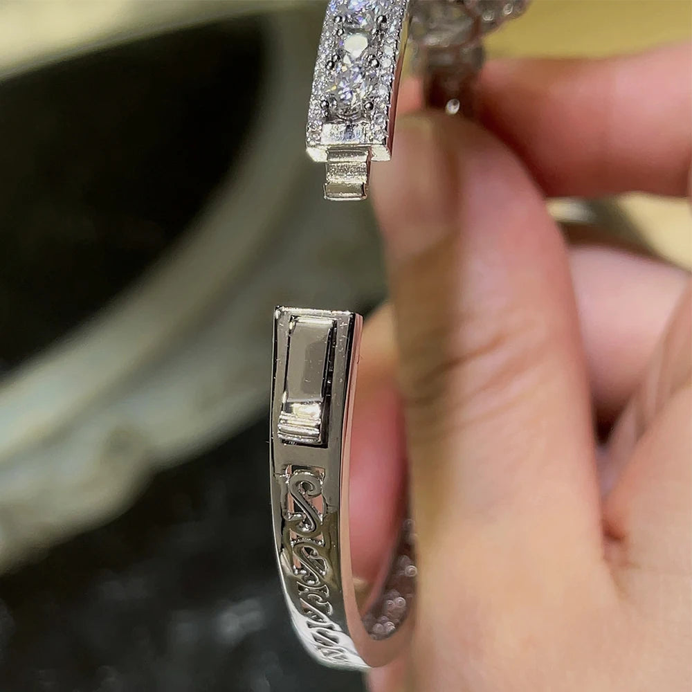 Luxury Moissanite Open Bangles 925 Sterling Silver