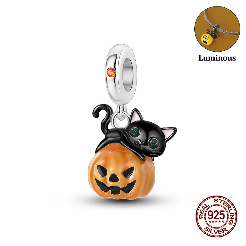 Halloween Luminous Charms Bead 925 Sterling Silver
