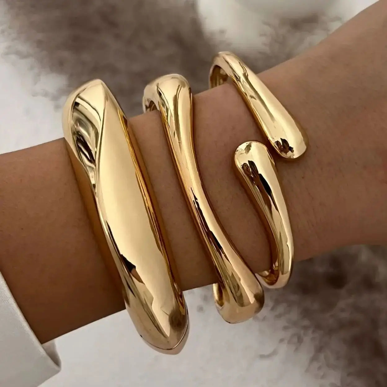 3 Styles Gold Silver Color Geometric Spring Bangles