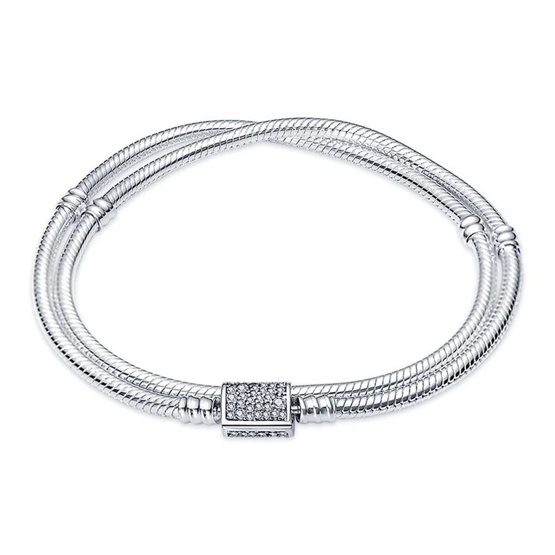 925 Sterling Silver twofold Bracelets 17-20CM
