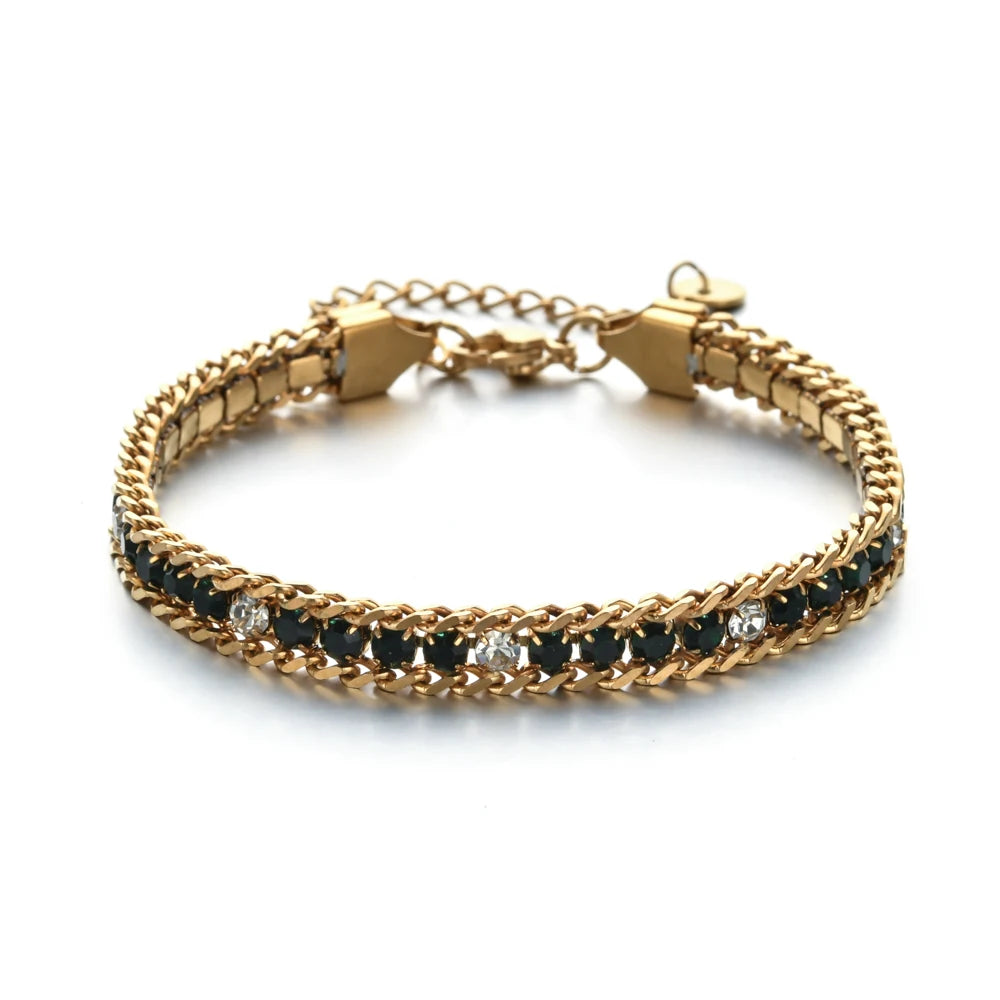 Gold Color Crystal Cubic Zirconia Bracelet