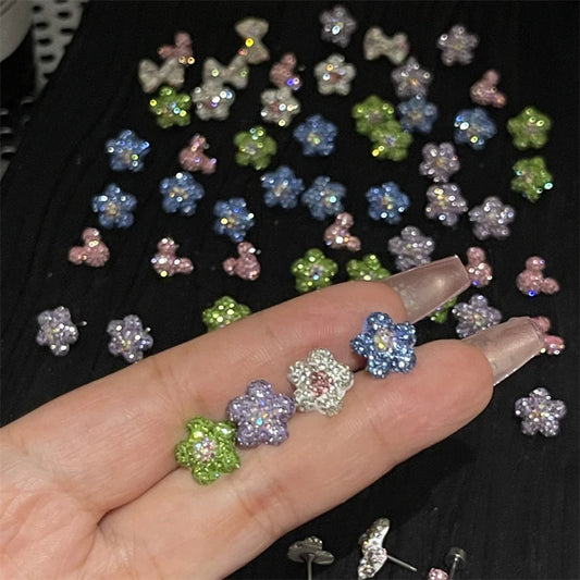 1PCS Cute Colorful Rhinestone Flower Love Heart Butterfly Stainless Steel Ear Bone Nail Earrings