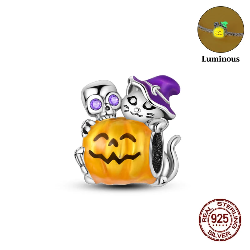 Halloween Luminous Charms Bead 925 Sterling Silver