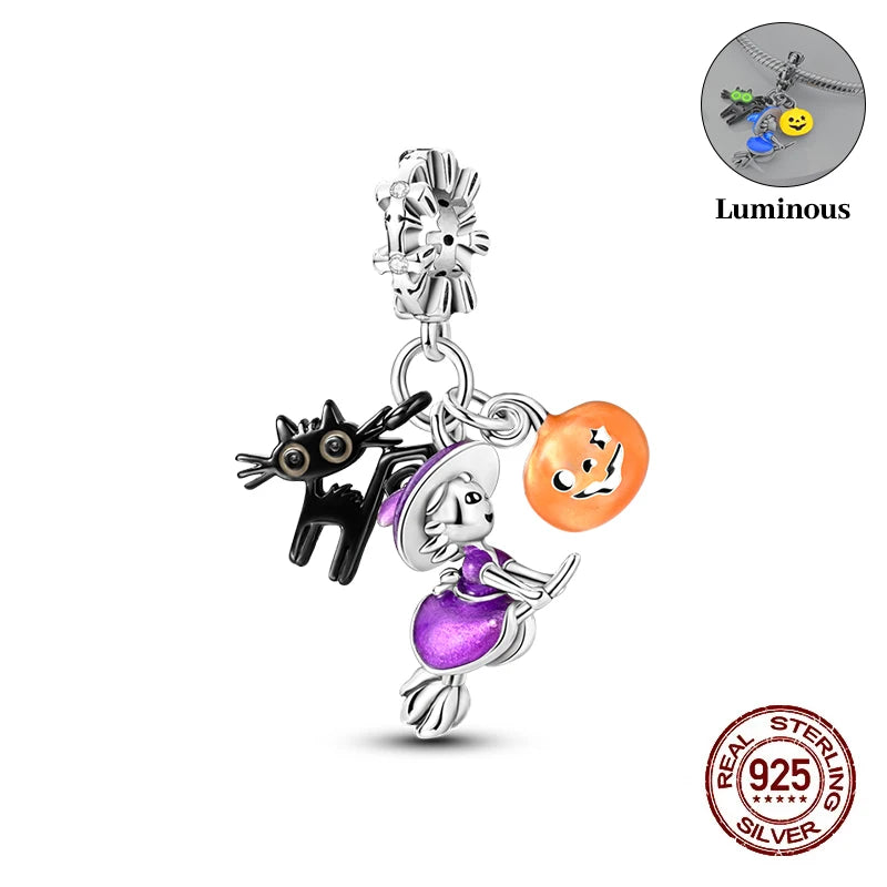 Halloween Luminous Charms Bead 925 Sterling Silver