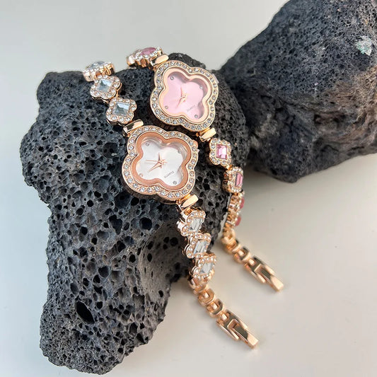 Four-leaf Clover Embedded Diamond Watch