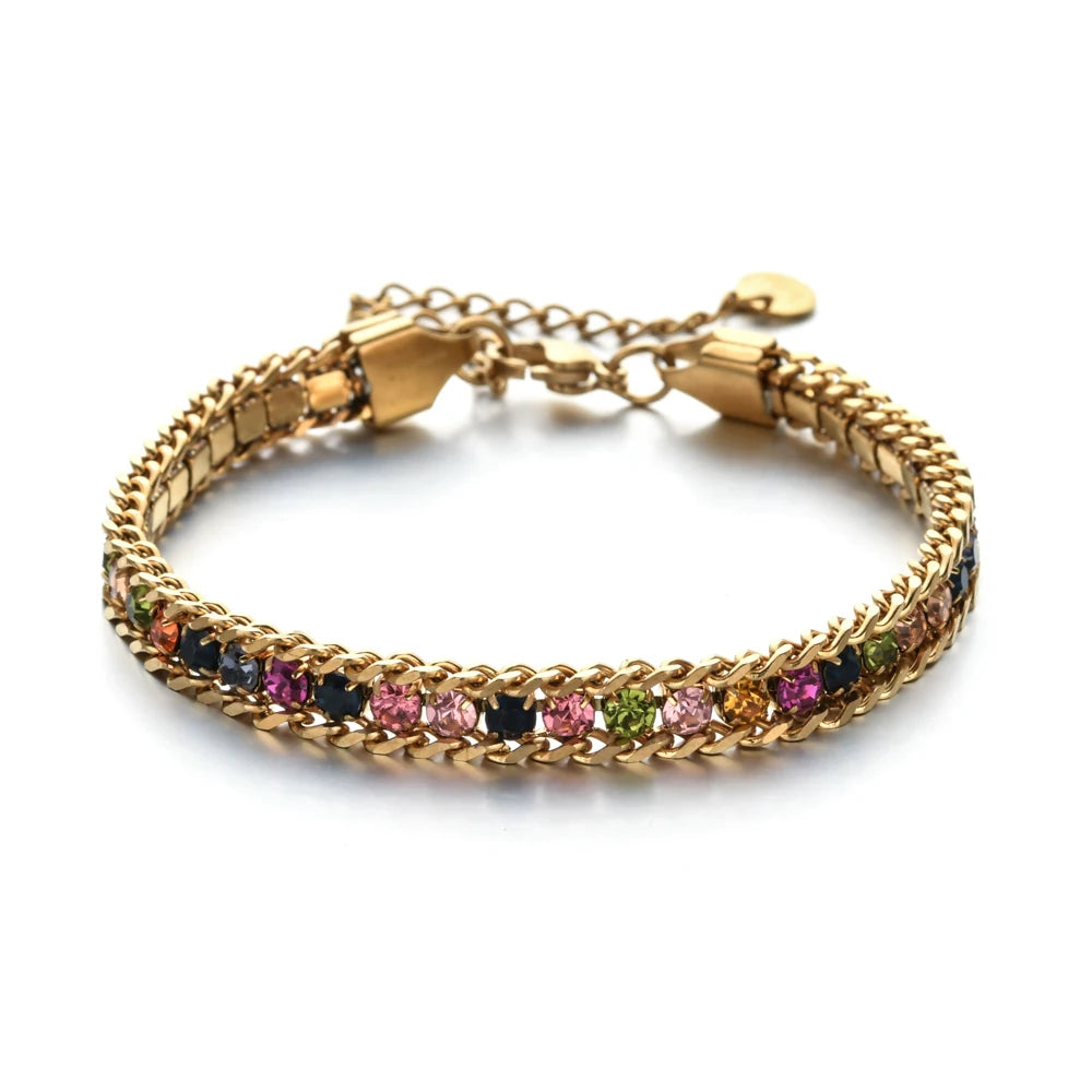 Gold Color Crystal Cubic Zirconia Bracelet