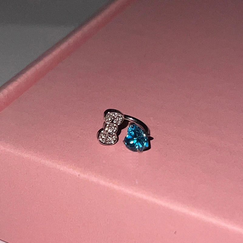 Bowknot Heart 316L Stainless Steel Annular Ear Bone Earring