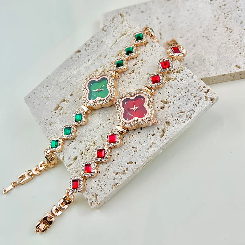 Four-leaf Clover Embedded Diamond Watch