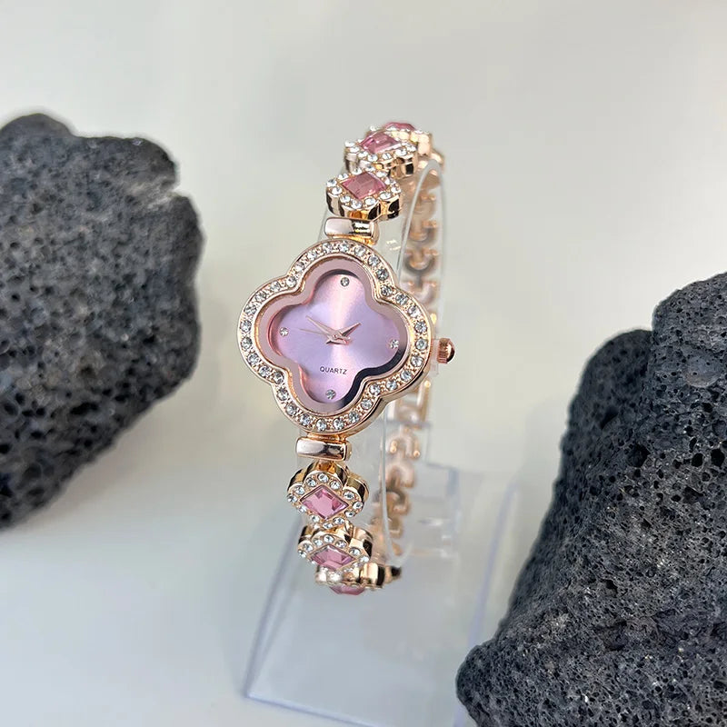 Four-leaf Clover Embedded Diamond Watch