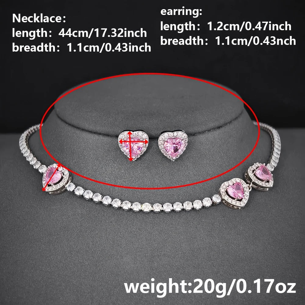 Pink Heart Necklace set