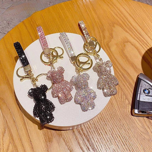 Rhinestones Bear Keychain