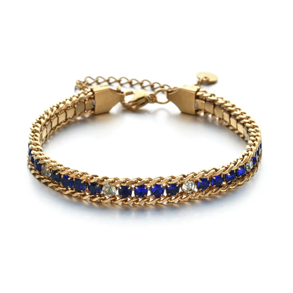 Gold Color Crystal Cubic Zirconia Bracelet