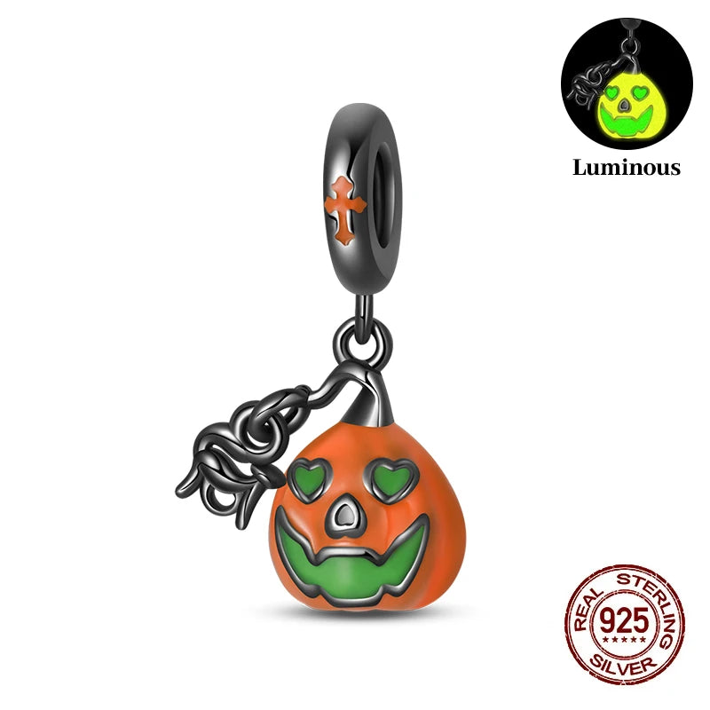 Halloween Luminous Charms Bead 925 Sterling Silver