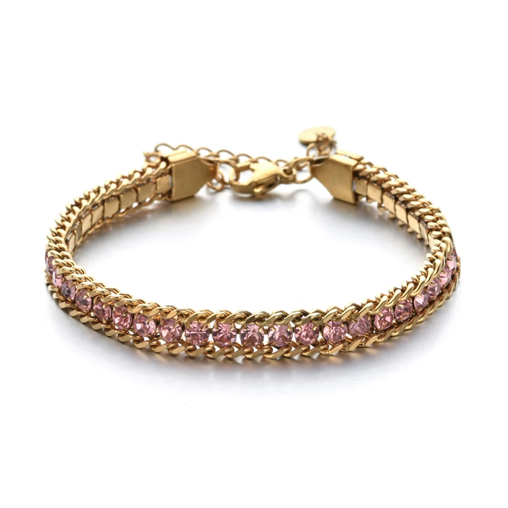 Gold Color Crystal Cubic Zirconia Bracelet