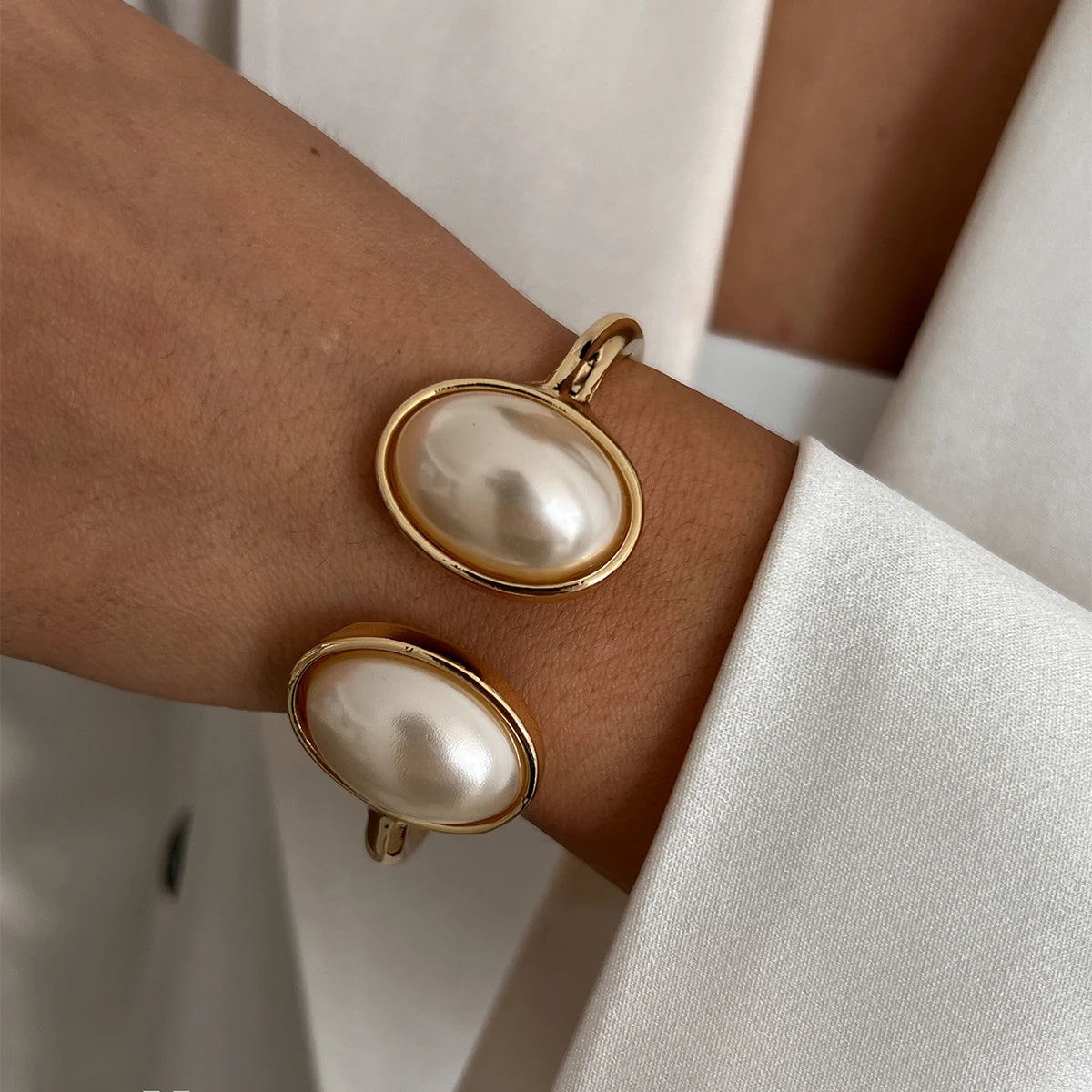 6 Styles Geometric Gold Color Cuff Spring Bangles Wide Hand Bracelets