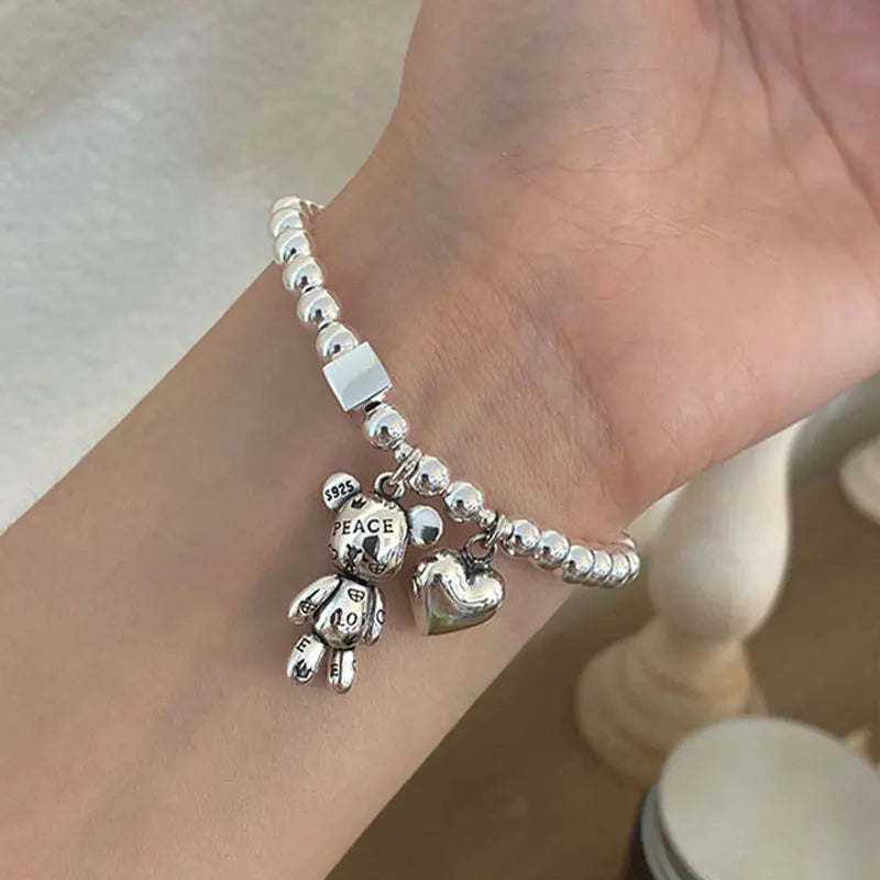 925 Sterling Silver Teddy Bear Bracelets