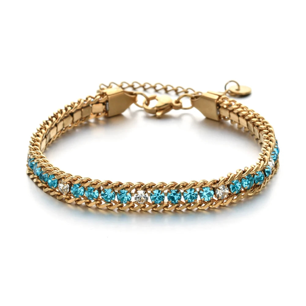 Gold Color Crystal Cubic Zirconia Bracelet