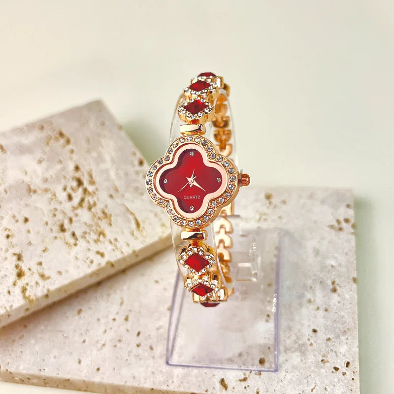Four-leaf Clover Embedded Diamond Watch