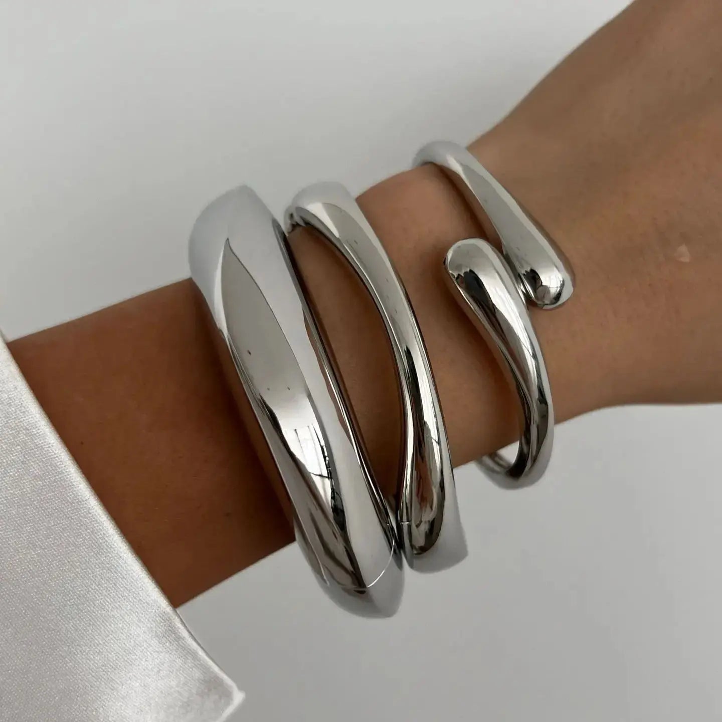 3 Styles Gold Silver Color Geometric Spring Bangles