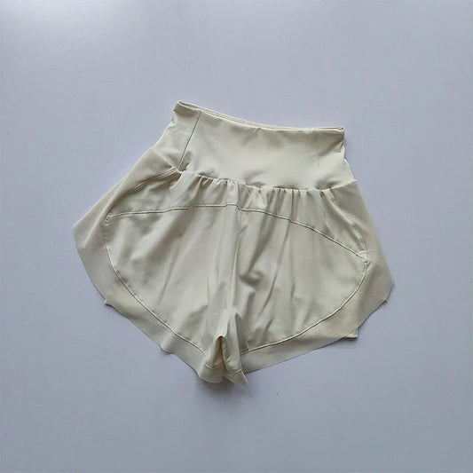 Summer Women's High-Waisted Sports Shorts Mesh Breathable Double-Layer Quick-Dry Gym Fitness Yoga Shorts