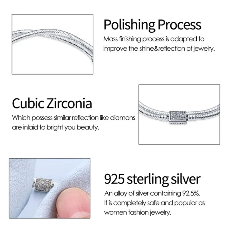 925 Sterling Silver twofold Bracelets 17-20CM