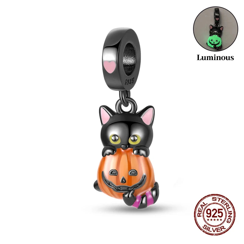 Halloween Luminous Charms Bead 925 Sterling Silver