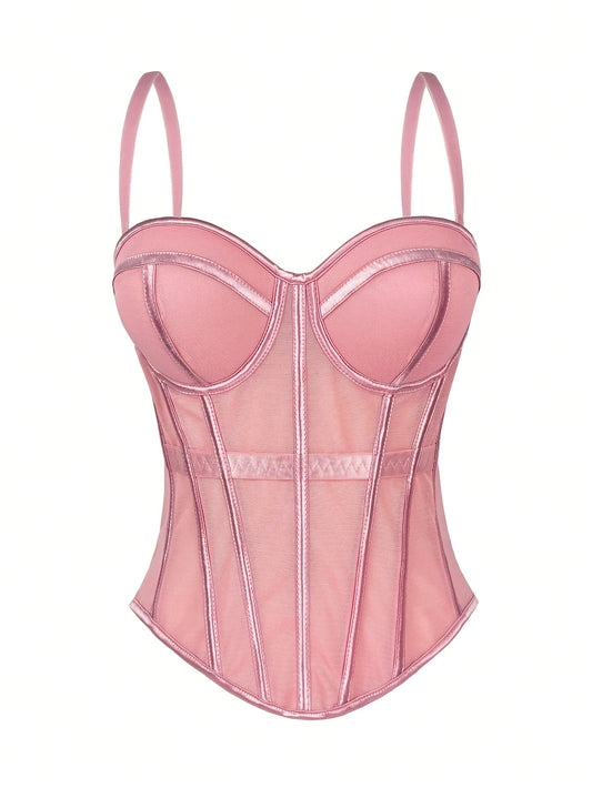 Mesh See-Through Fishbone Corset