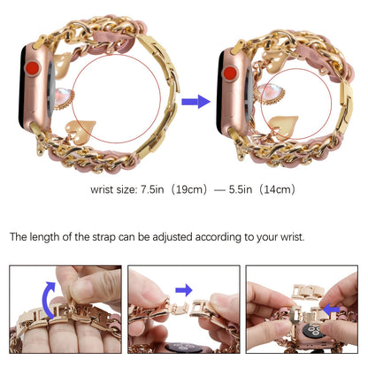 Stylish Heart-Themed Metal Strap Bracelet with a Cowboy Chain Design for The for iwatch Ultra 2, Compatible with for apple Watch Series 10/9/8/7/6/5/4/3/SE, Suitable for Women in Sizes 38/40/41/42/44/45/46/49Mm