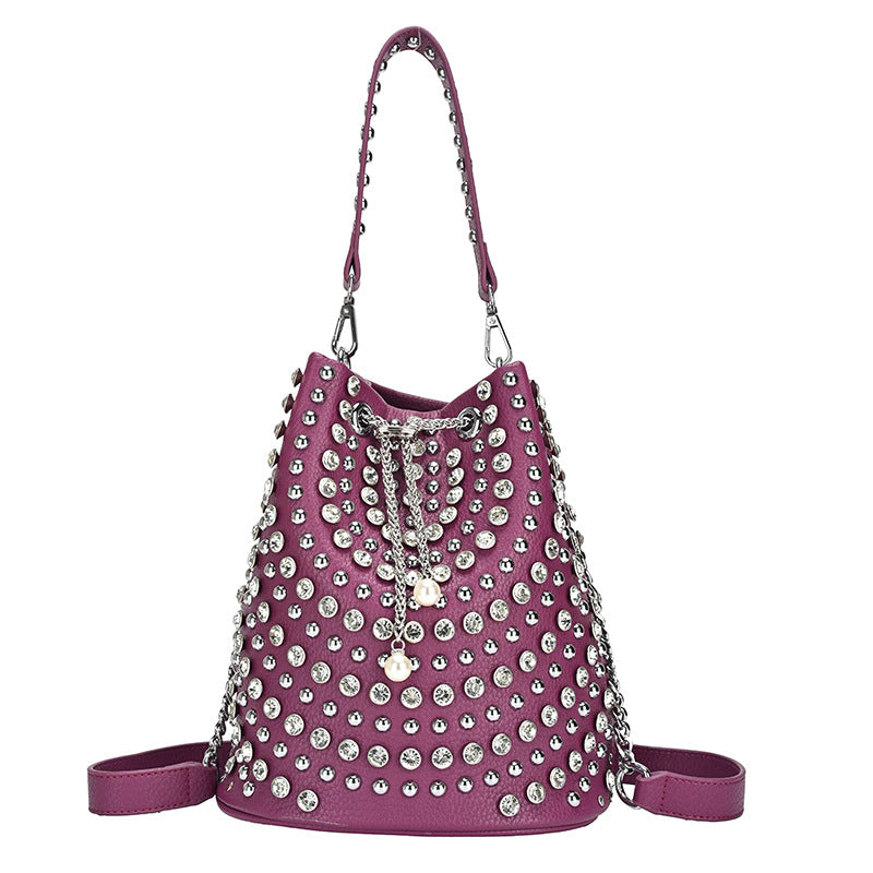 Bucket Bag with Rivet Punk Style