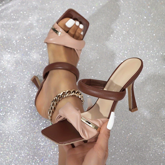 Square Toe Mule High Heels