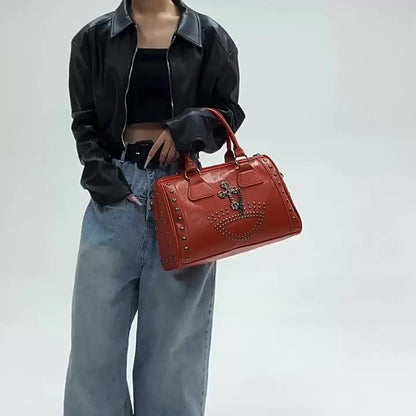 Large-Capacity Punk-Style One-Shoulder Crossbody Bag Suitable