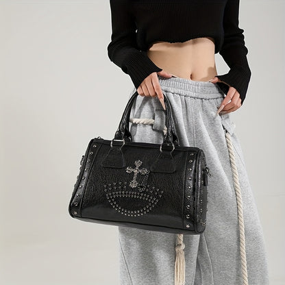 Large-Capacity Punk-Style One-Shoulder Crossbody Bag Suitable
