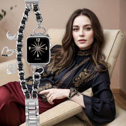 Stylish Heart-Themed Metal Strap Bracelet with a Cowboy Chain Design for The for iwatch Ultra 2, Compatible with for apple Watch Series 10/9/8/7/6/5/4/3/SE, Suitable for Women in Sizes 38/40/41/42/44/45/46/49Mm