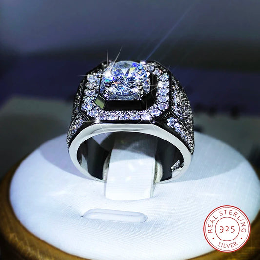925 Sterling Silver AAA Crystal Zircon Ring
