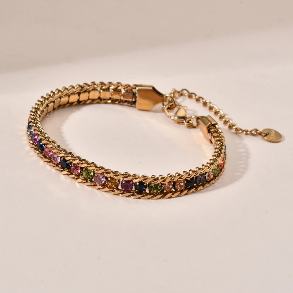 Gold Color Crystal Cubic Zirconia Bracelet