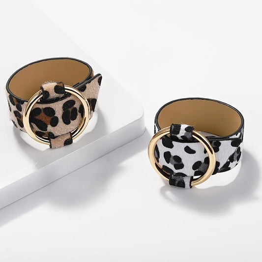 Elegant Leather Leopard Bracelet