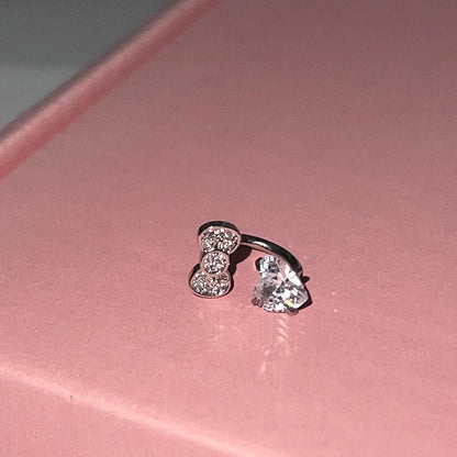 Bowknot Heart 316L Stainless Steel Annular Ear Bone Earring