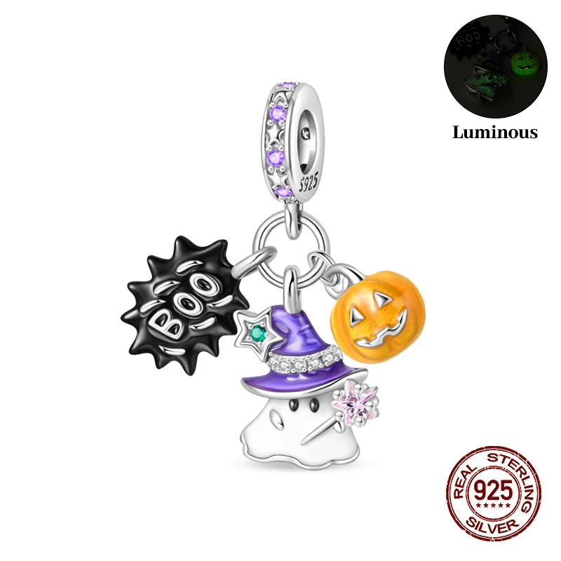 Halloween Luminous Charms Bead 925 Sterling Silver