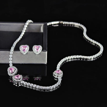 Pink Heart Necklace set