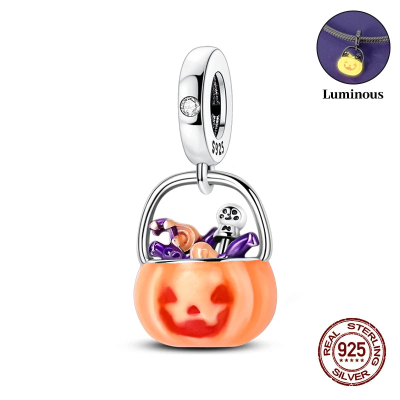 Halloween Luminous Charms Bead 925 Sterling Silver